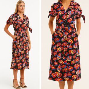 NWT Rebecca Vallance Cintia Floral Belted Shirt Dress
